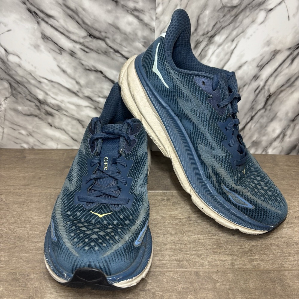Hoka One One Clifton 9 Mens Size 9D Blue Athletic Running Shoes Sneakers